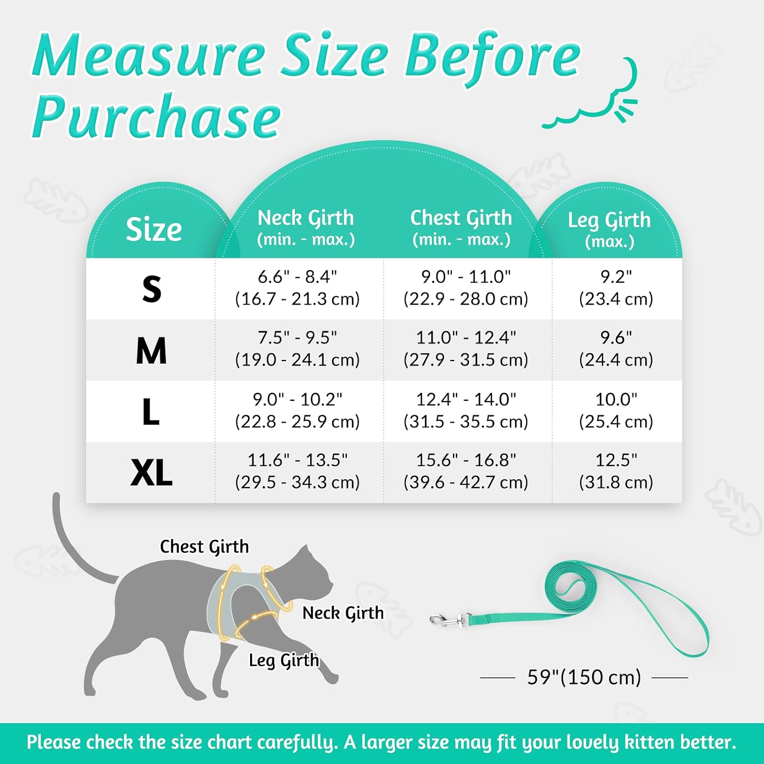 Detalle 2 de rabbitgoo Cat Harness and Leash Set (Escape Proof, Reflective Strip) – Adjustable Soft Vest Harness, Green, Size M