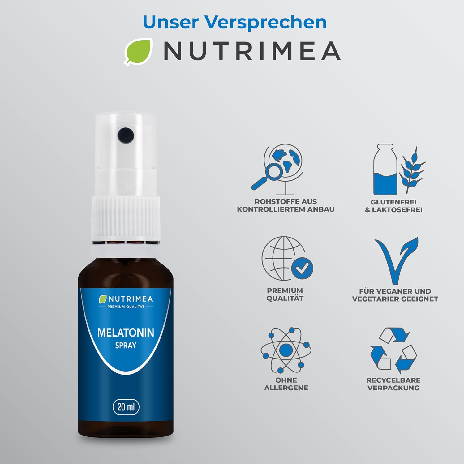 Detalle de Melatonin Spray - 0,5 mg, Zuckerfrei, Kirschgeschmack | Schnelle Einschlafhilfe von Nutrimea