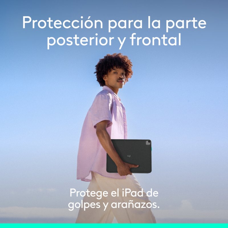 Detalle de Logitech Flip Folio: funda con teclado para iPad Pro (M4/M5) y iPad Air 11 pulgadas (M2–M4) de Logitech