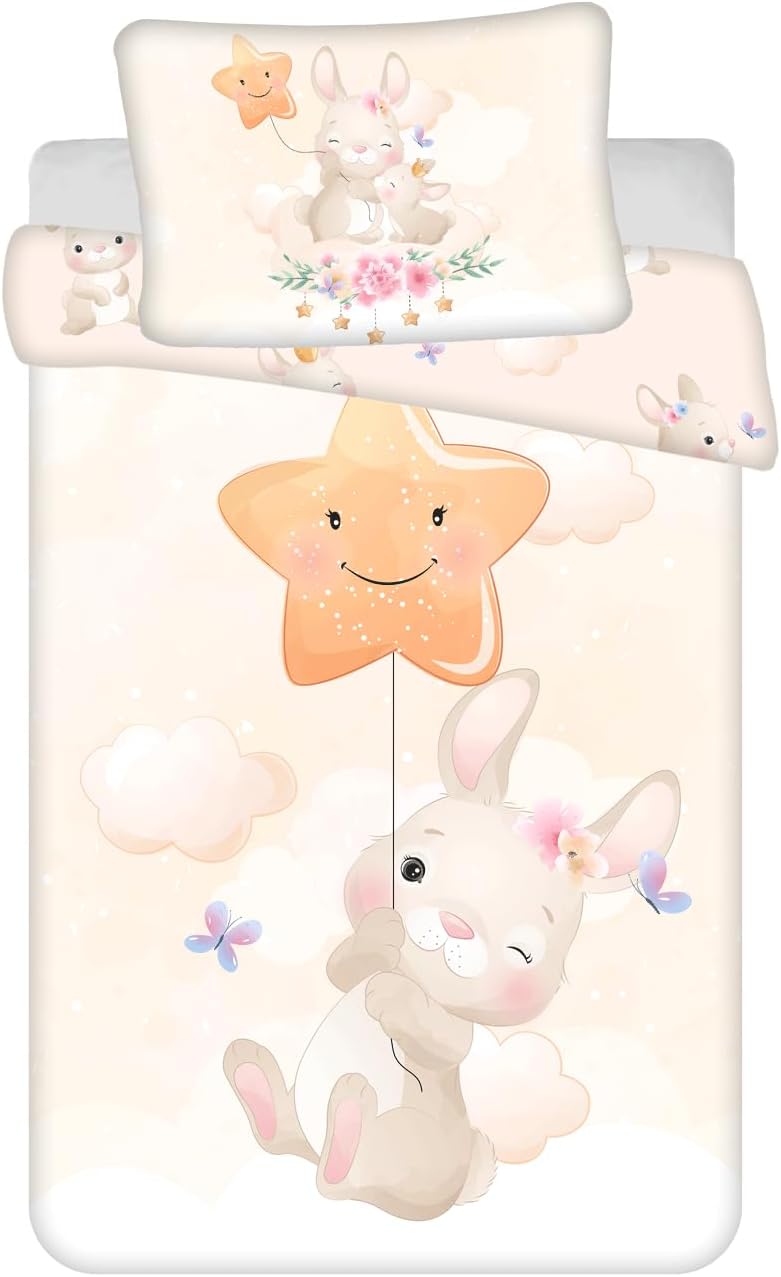 Detalle de Jerry Fabrics 24BS071 Baby Bedding Set, Reversible Cotton, Bunny Star