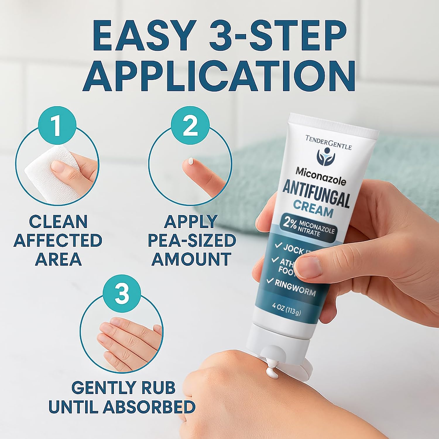 Detalle 2 de TenderGentle Miconazole Antifungal Cream, 2% Miconazole Nitrate, 4 oz