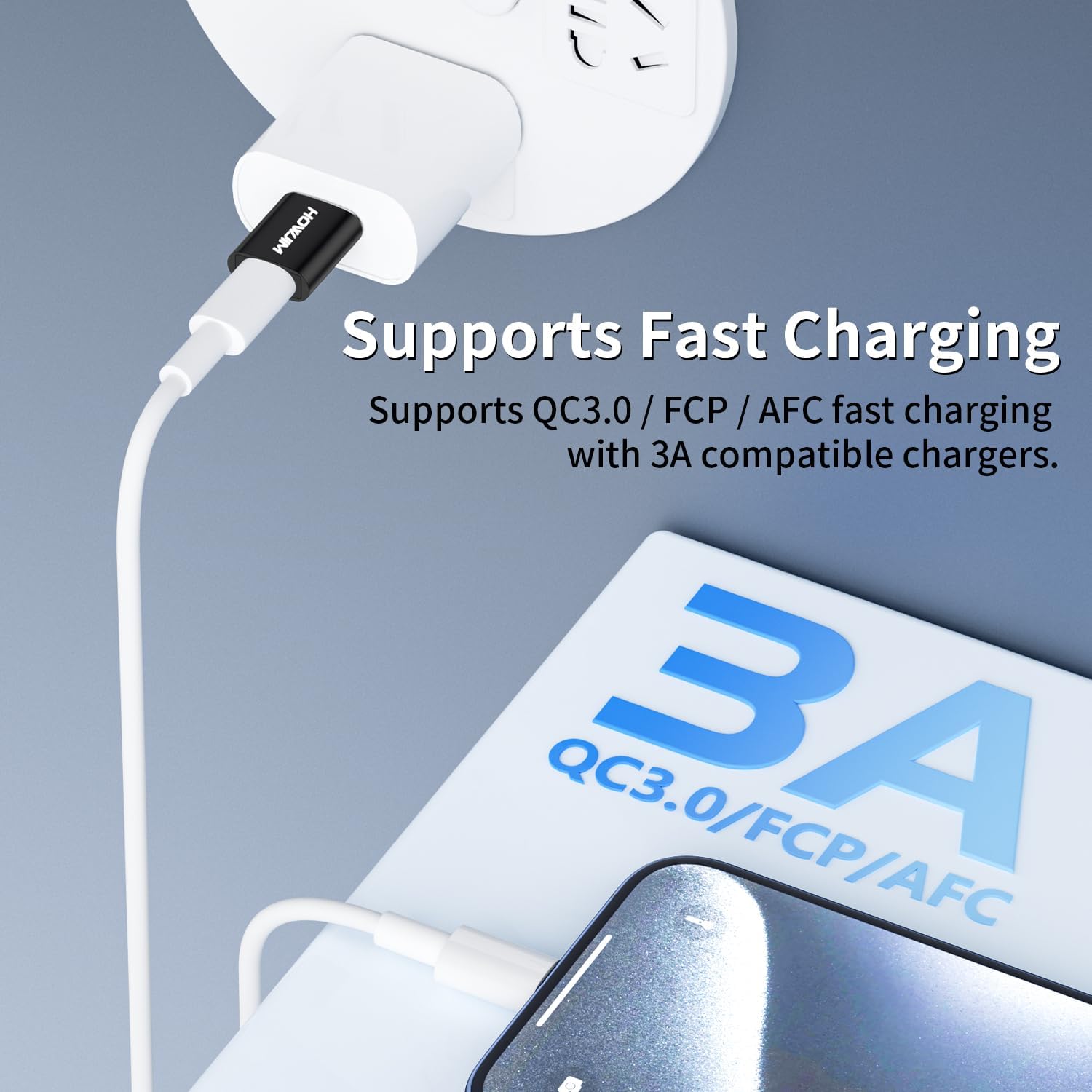 Detalle de HOWJIM USB 3.0 auf USB‑C Adapter (4 Stück) mit bis zu 5 Gbit/s und Schnellladung bis 100 W/PD