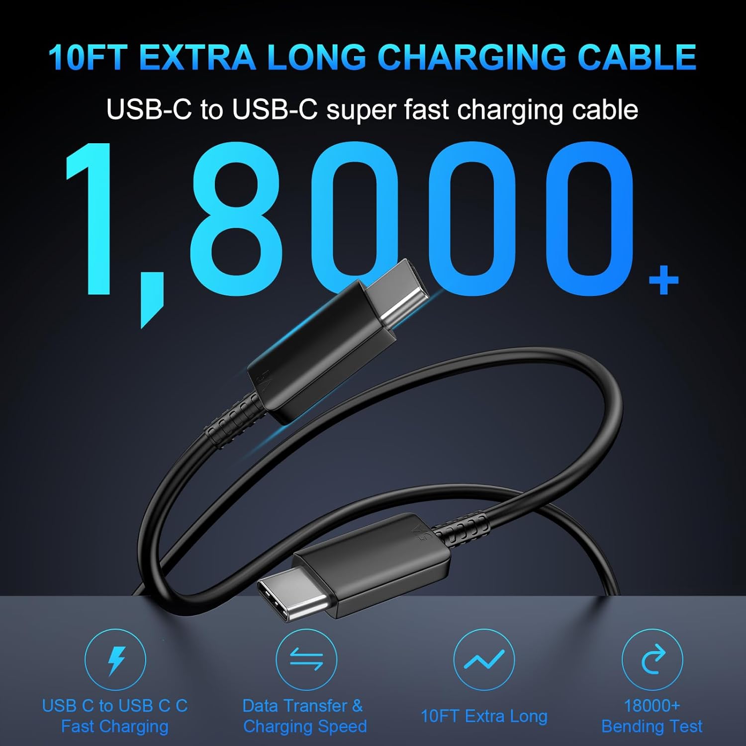 Detalle de 60W Super Fast Charger USB C with 10ft Cable for Samsung Galaxy S22-S26 Series