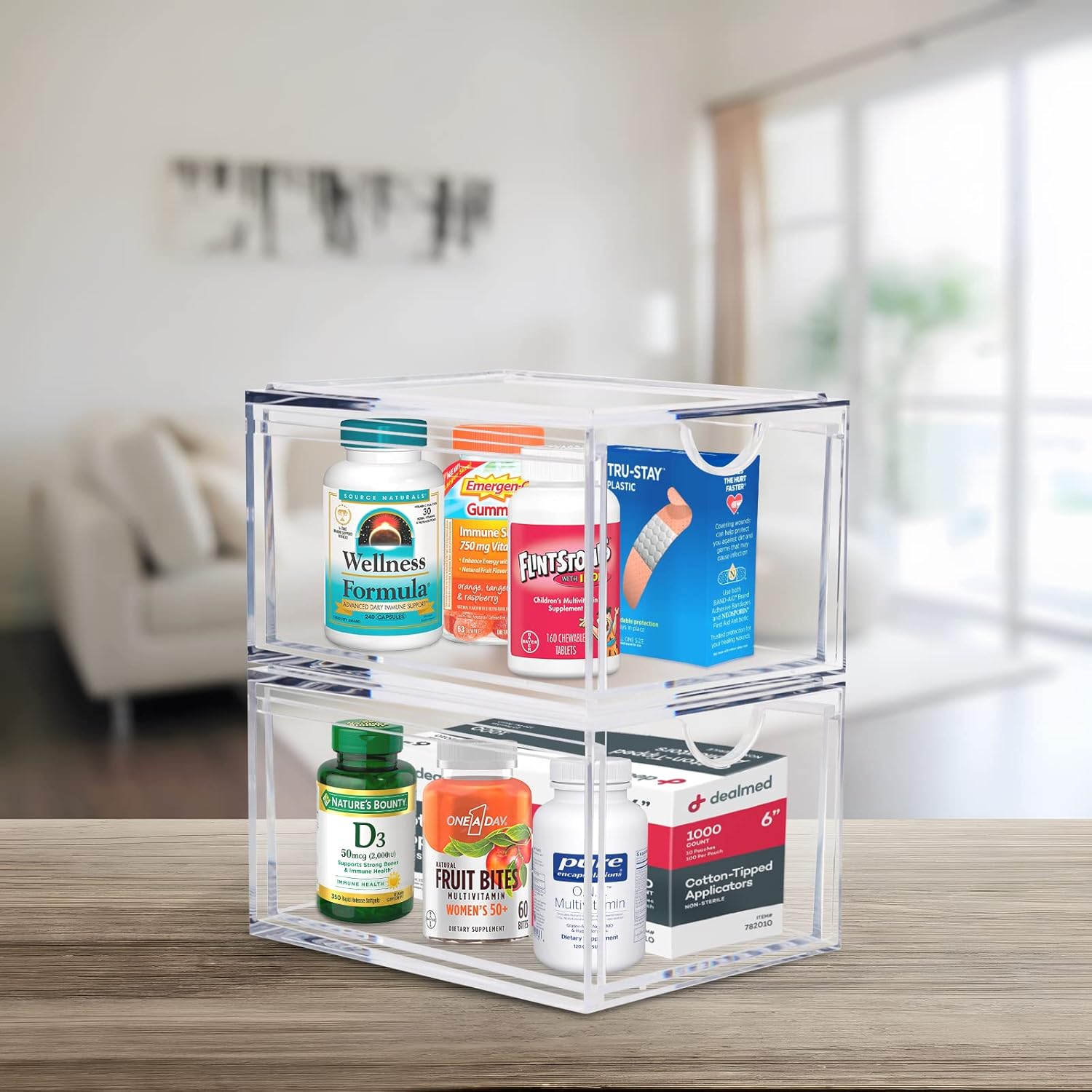 Thumbnail 5 de ECOSEAO Stackable Cosmetic Organizer Drawers – Clear Acrylic, 2-Pack