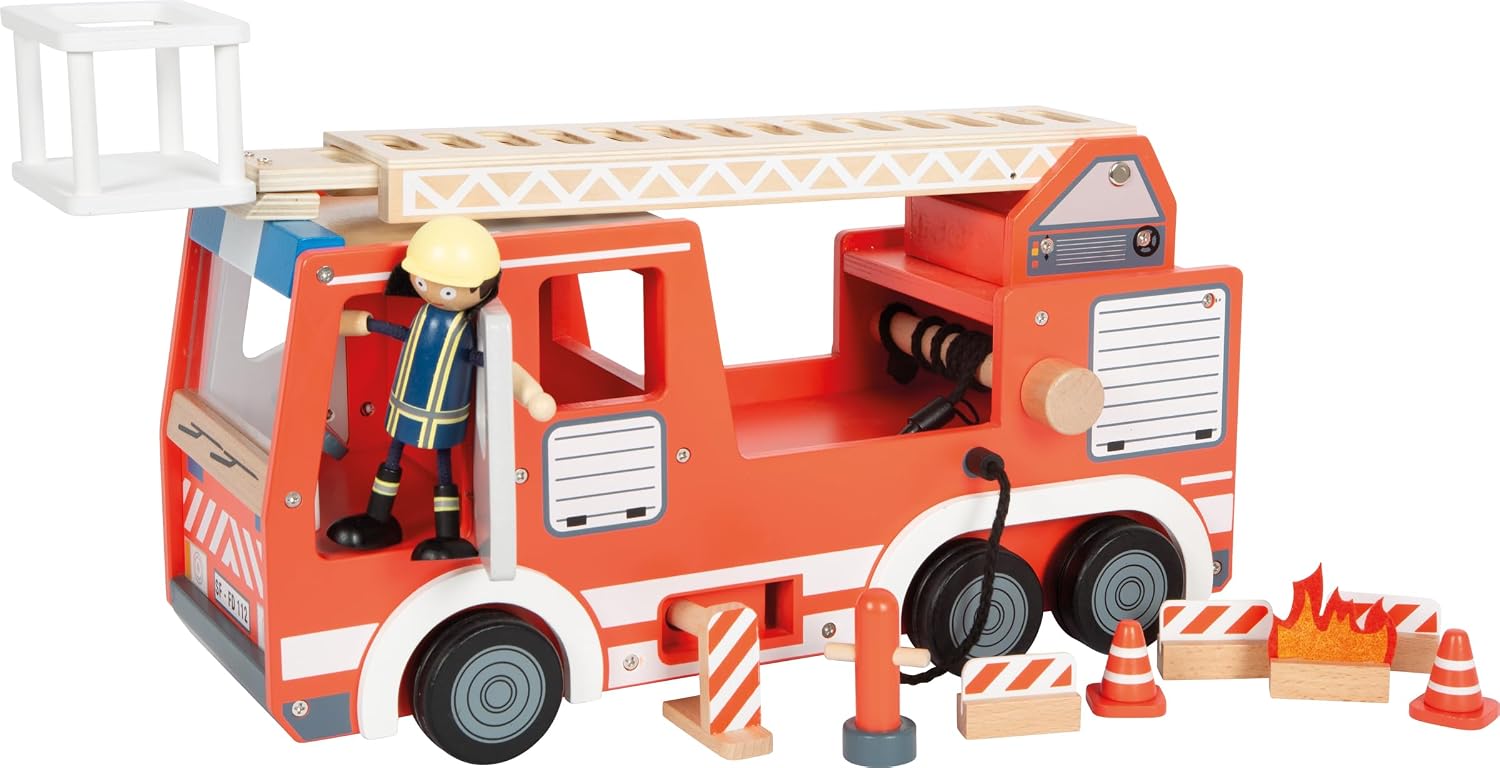 Detalle de small Foot Feuerwehrauto aus Holz 360° Leiter