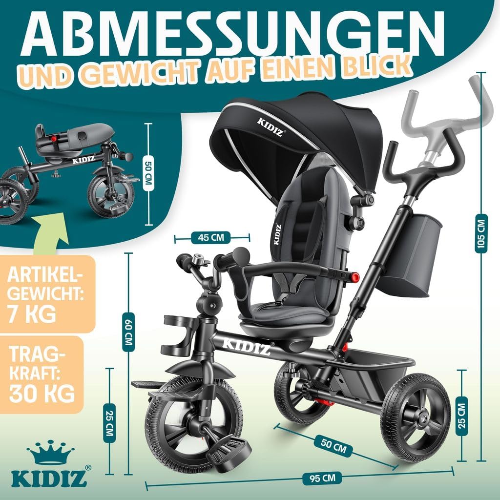 Thumbnail 6 de KIDIZ Dreirad 6in1 Kinderdreirad ab 9 Monaten