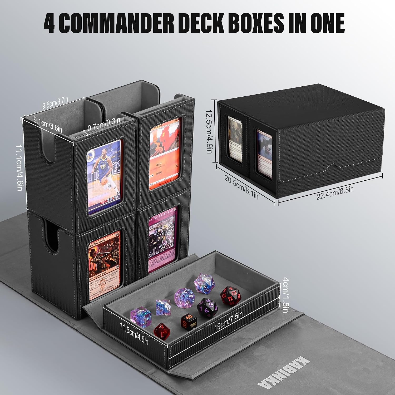 Thumbnail 3 de Kabinka 5-in-1 Commander Deck Box mit Magnetdeckel, 4 Sichtboxen und Würfelablage
