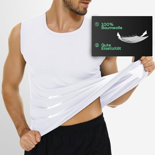Detalle de FALARY Herren Unterhemden Tank Top 3er Pack Feinripp gekämmte Baumwolle