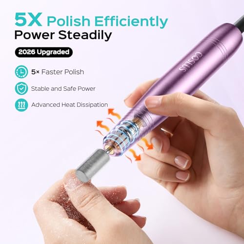 Detalle 2 de COSLUS C40 Electric Nail Drill: Precise Dial Speed, USB-Powered for Home and Salon Use