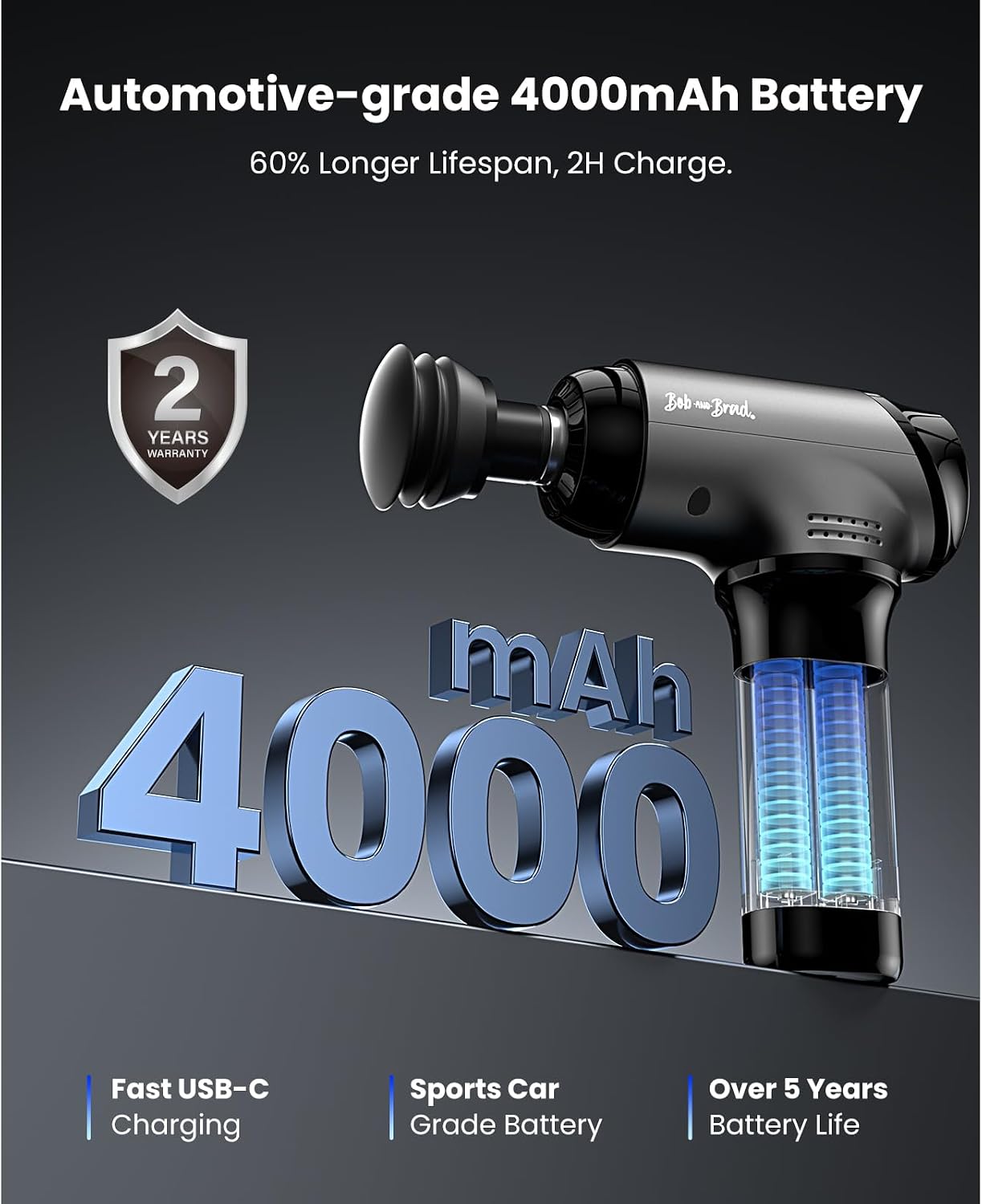Detalle 2 de Bob and Brad T2 Pro 4000mAh deep tissue massage gun