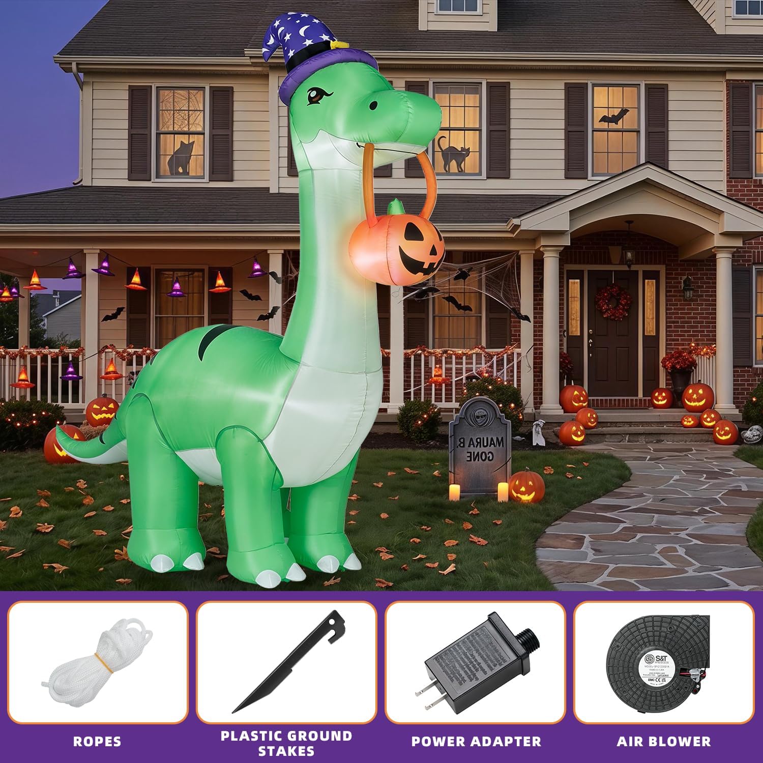 Detalle 1 de Kendane KEN-74 12FT Inflatable T. Rex Halloween Yard Decoration with LEDs