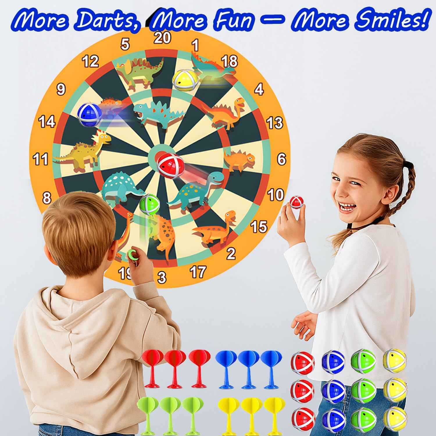 Detalle de Kids dart board set 29 inch Dino double-sided