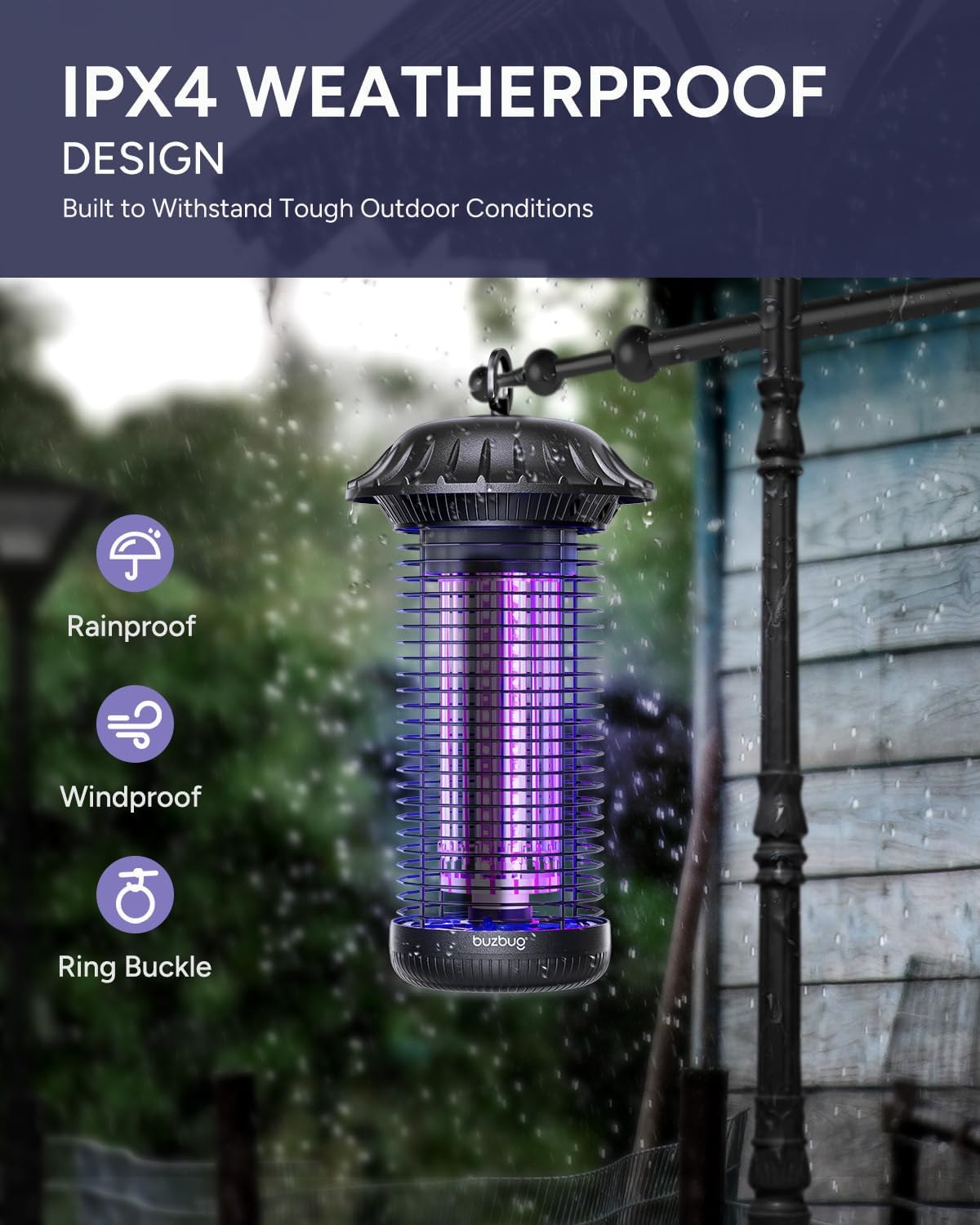 Thumbnail 6 de Buzbug LED Bug Zapper MO008C (Indoor/Outdoor) – dual 365nm/395nm LED insect trap