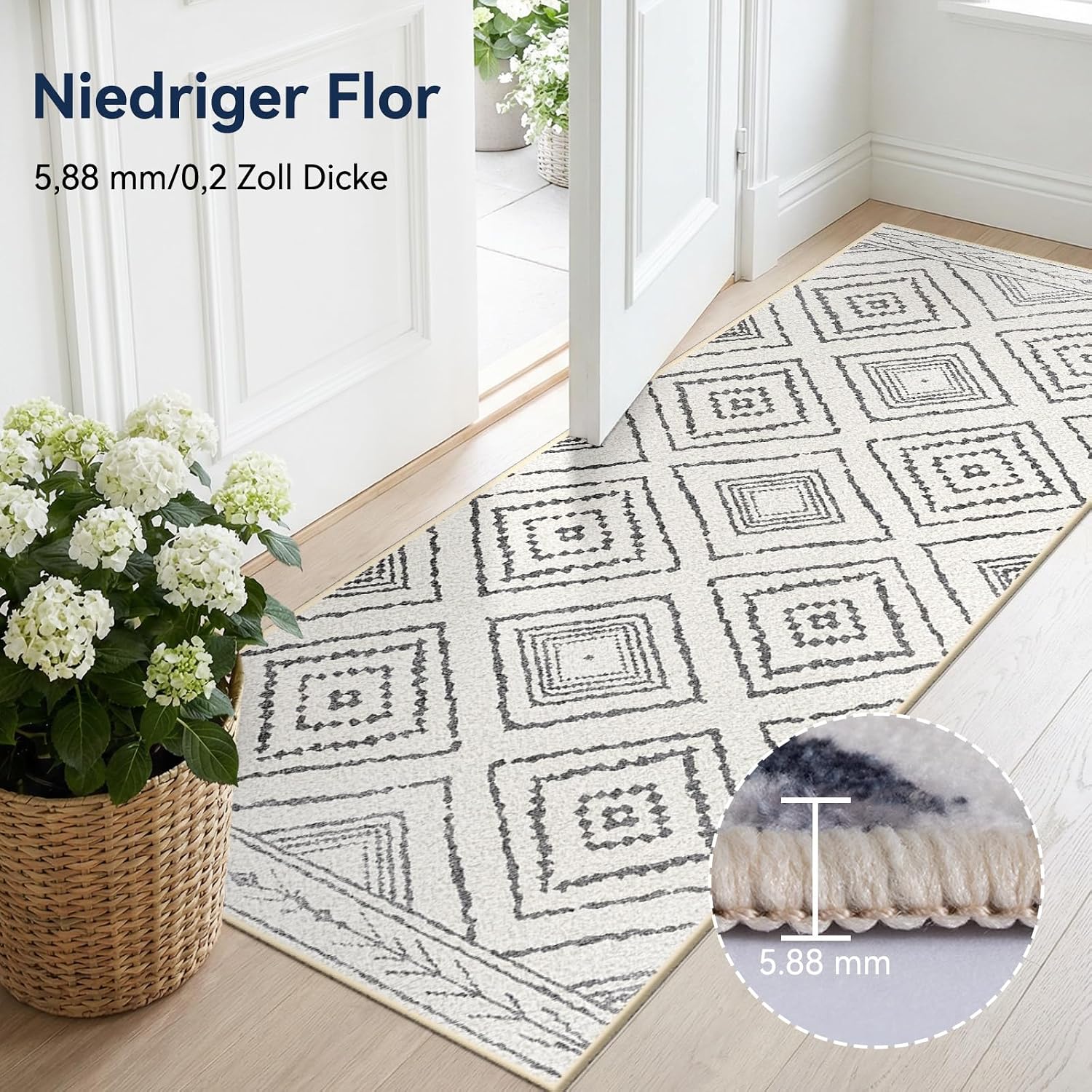 Detalle de DEFYNEE Tapis de Salon 60x180 cm 🏠