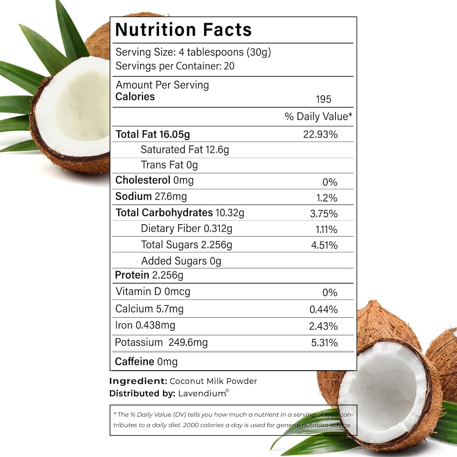 Detalle de Lavendium Coconut Milk Powder 40 oz