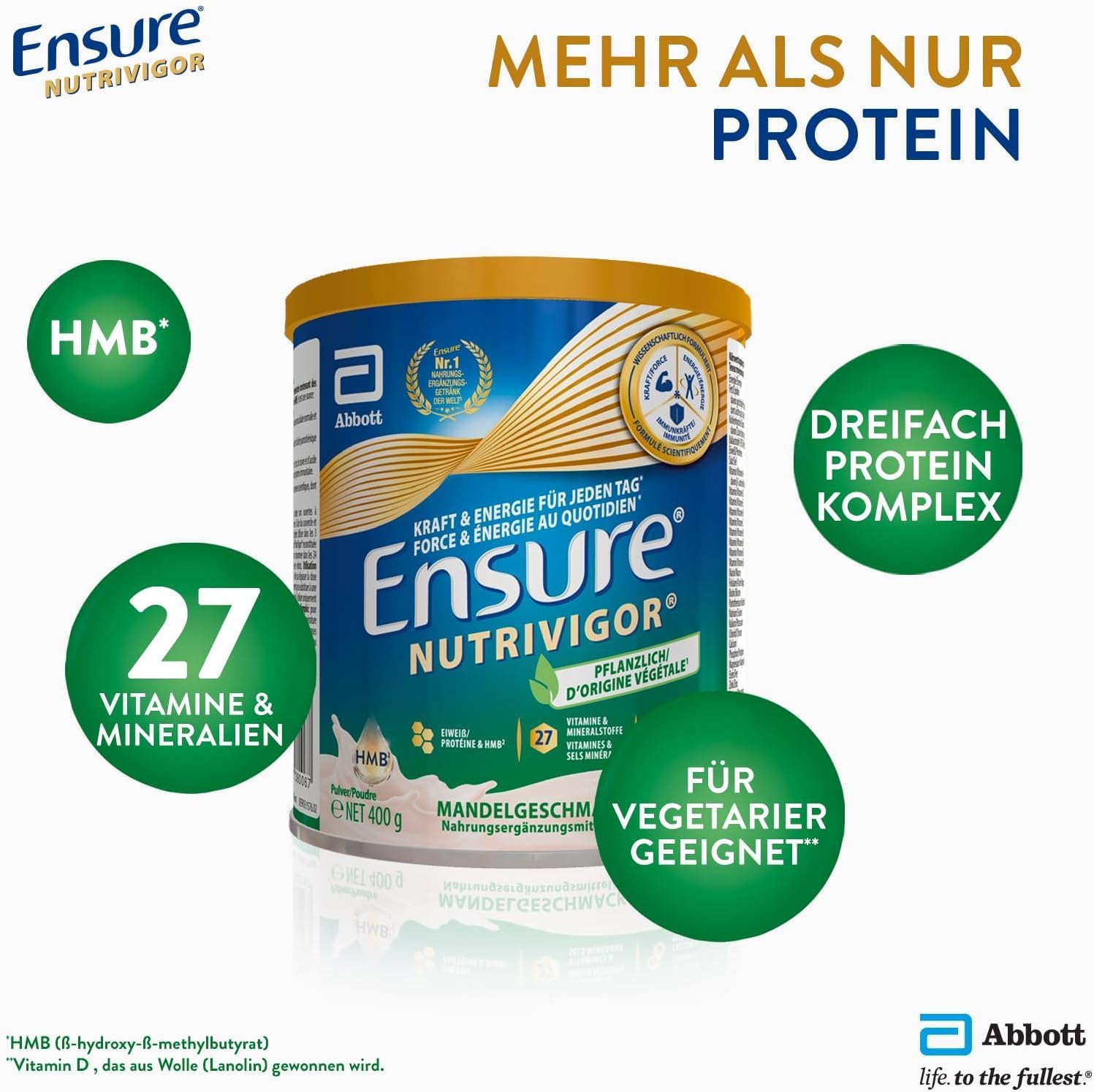 Detalle 2 de Ensure NutriVigor Plant Based Mandelgeschmack – 400 g