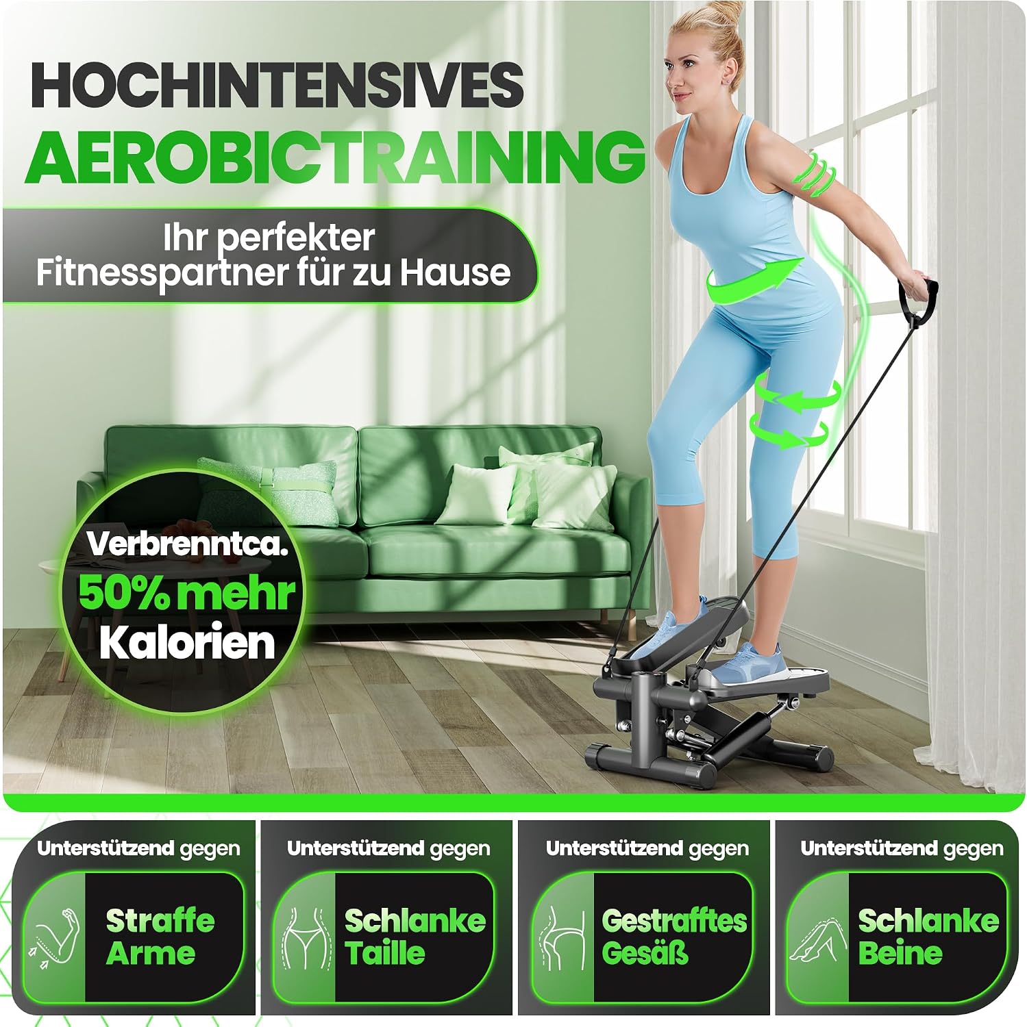 Thumbnail 3 de Ultrasport Stepper mit Widerstandsbändern 100 KG