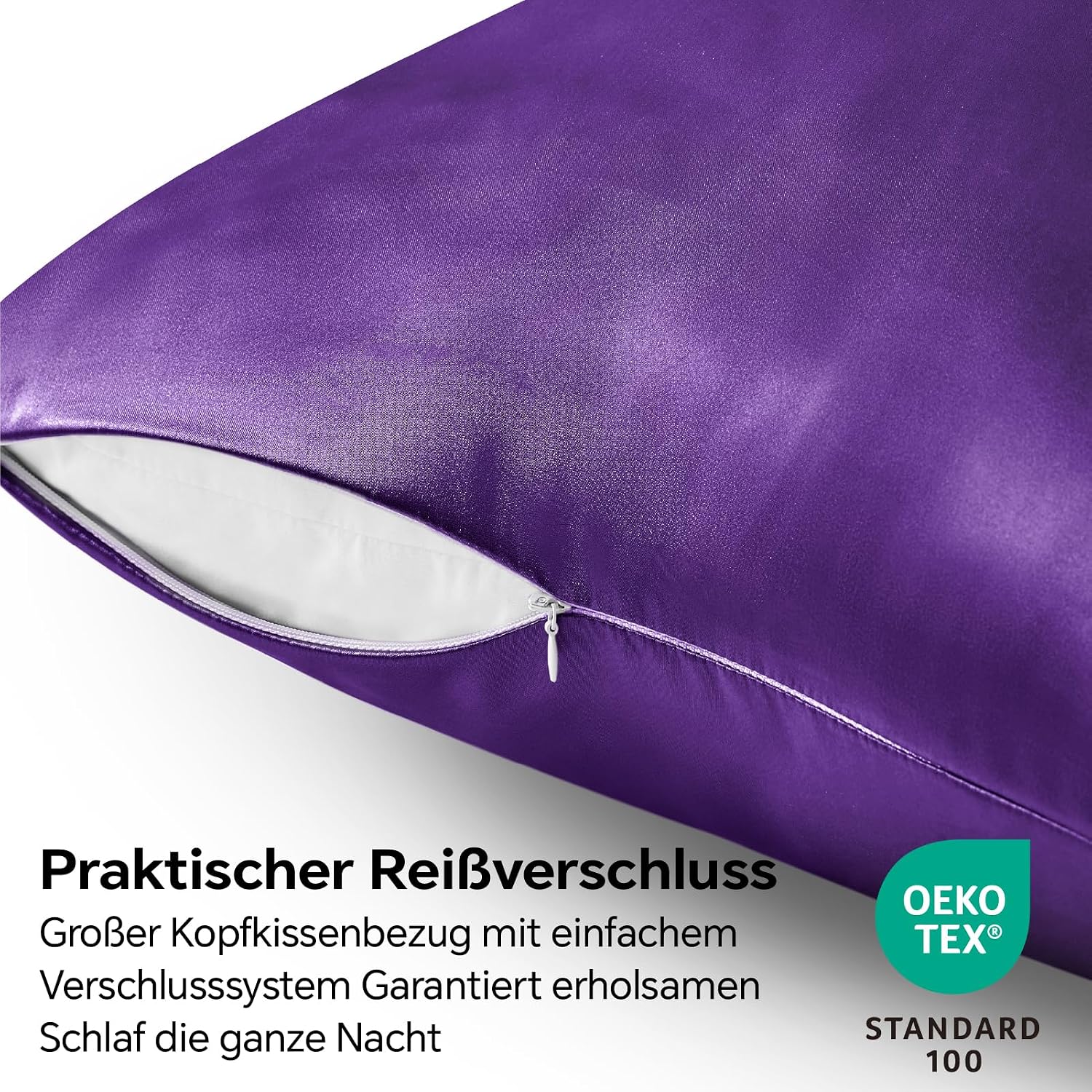 Detalle 2 de BEDELITE Satin Kissenbezug 80x80 Lila