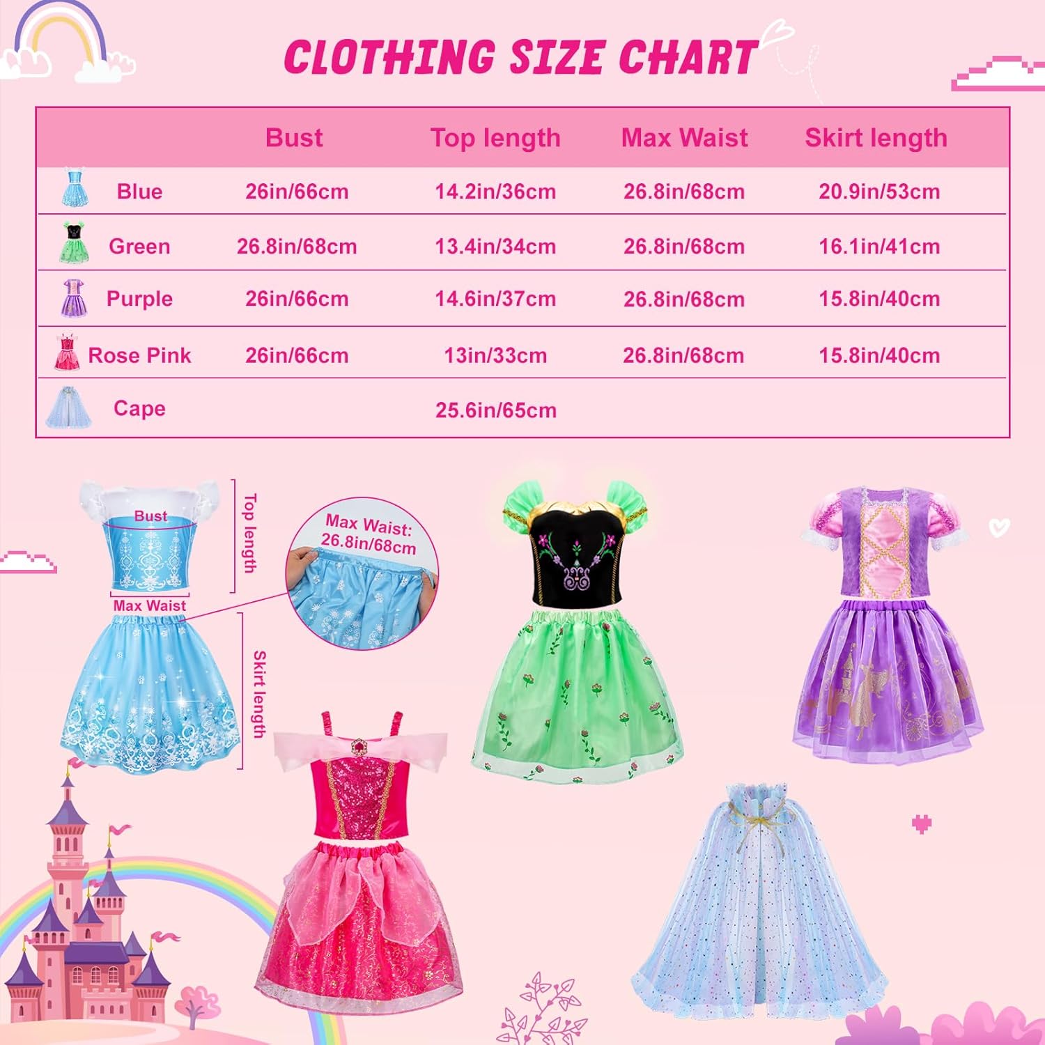 Thumbnail 4 de MELAND Princess Costumes for Girls – 4 fancy dress-up sets with accessories (age 3–8)