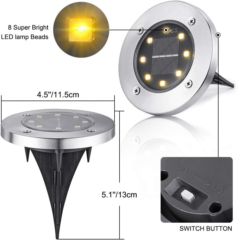 Thumbnail 5 de Qedertek Solar-Bodenleuchten für außen (8er-Set) mit 8 LEDs und RGB, IP65