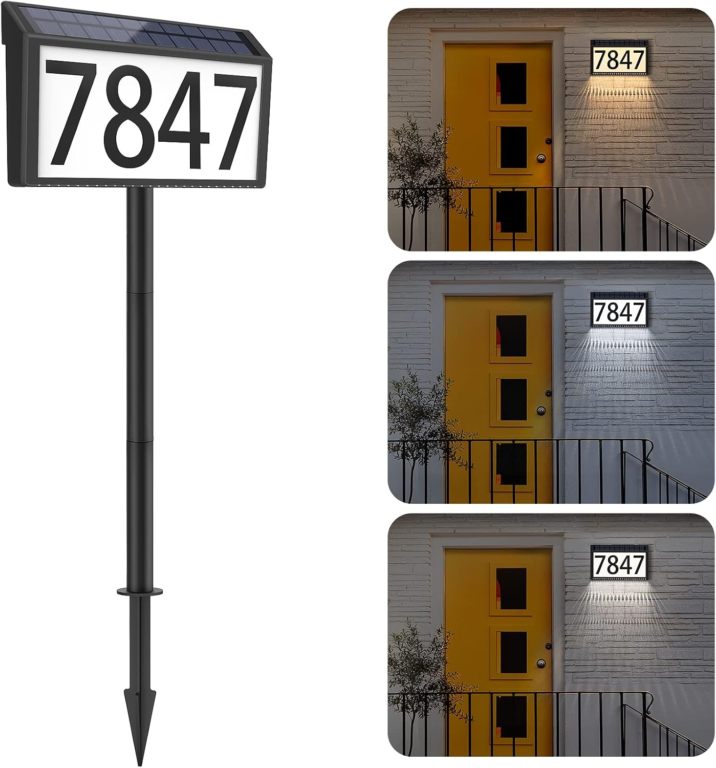 Detalle de MAXvolador Solar Address Sign with 3 Light Modes