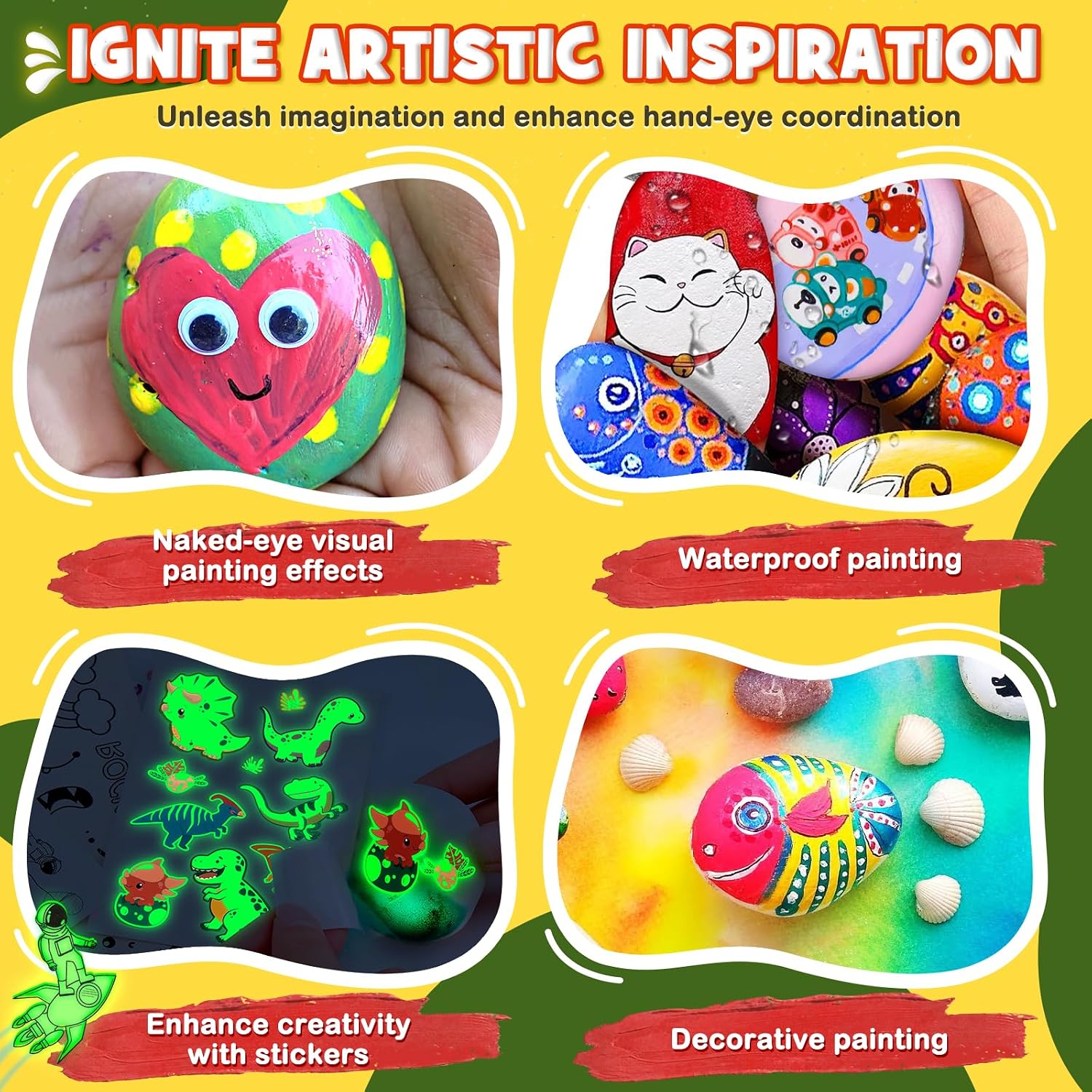 Thumbnail 5 de UPDOKIT Steine Bemalen Set – Kreatives Bastelset für Kinder ab 3 bis 12 Jahre