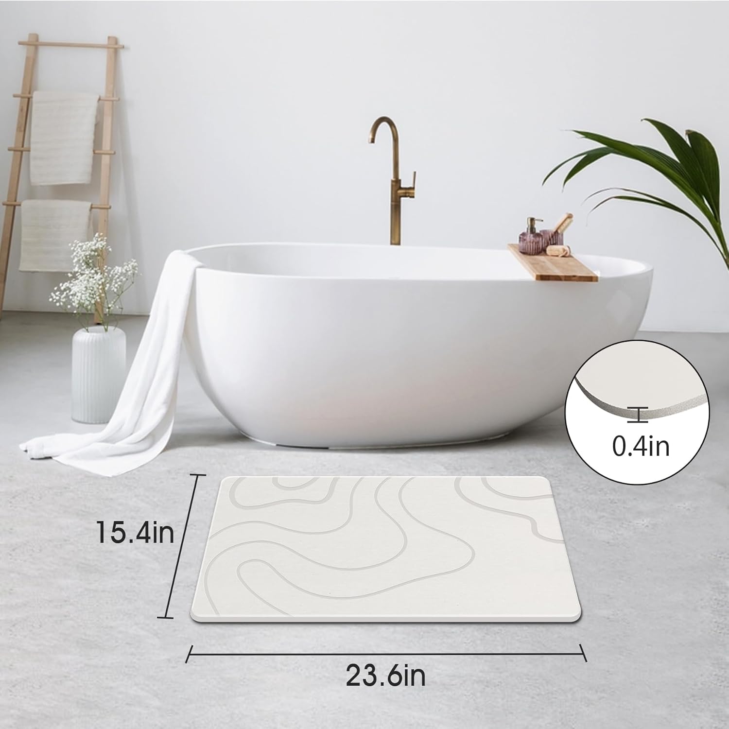 Detalle de ZIKIBL Stone Bath Mat, Diatomaceous Earth
