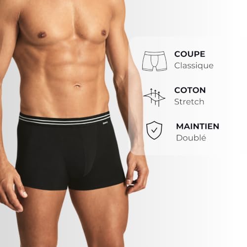 Detalle de Dim Boxer Ecodim Coton Stretch noir Homme x8 – confort et style intemporel