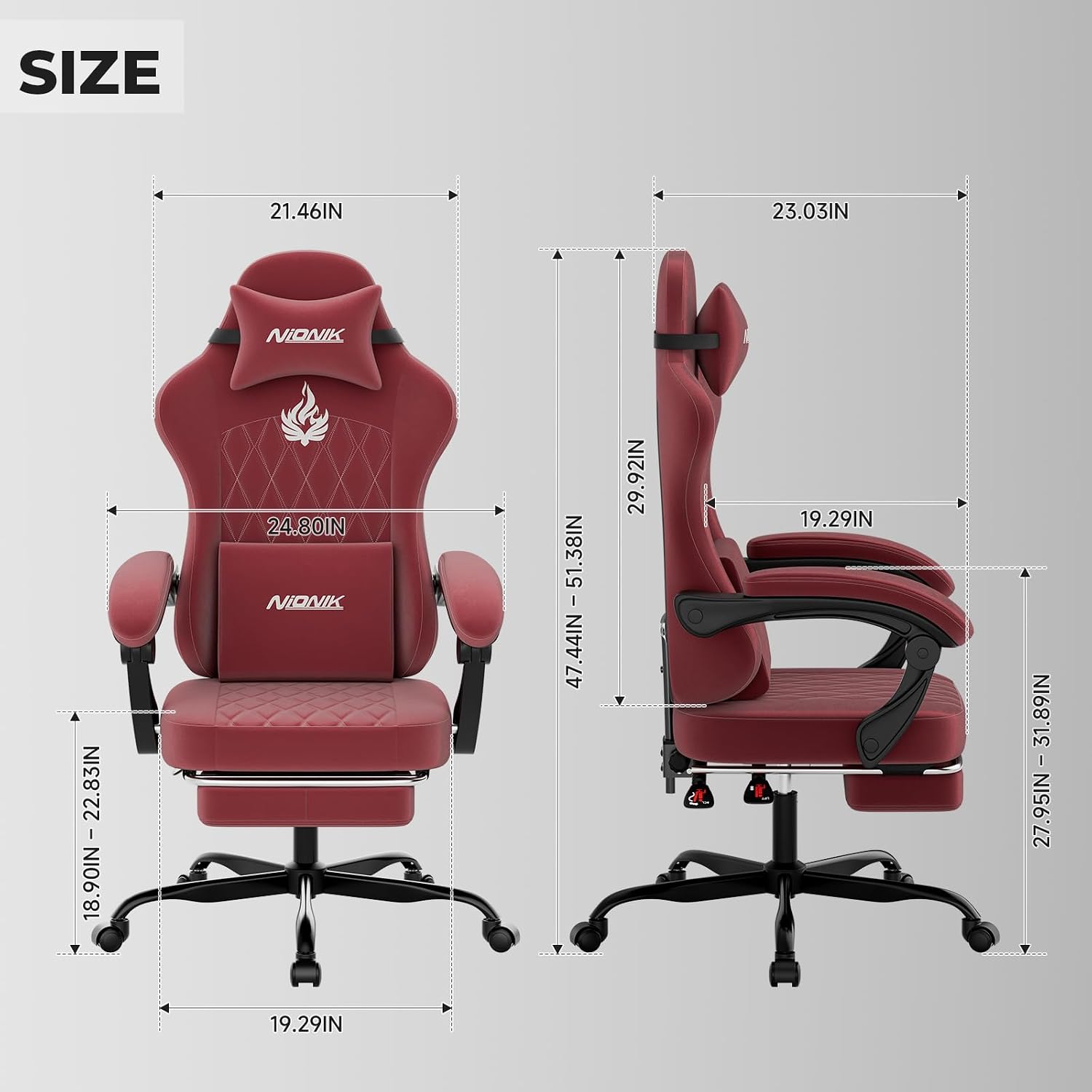 Detalle de NIONIK Gaming Stuhl Einsteigermodell für 3 Stufen