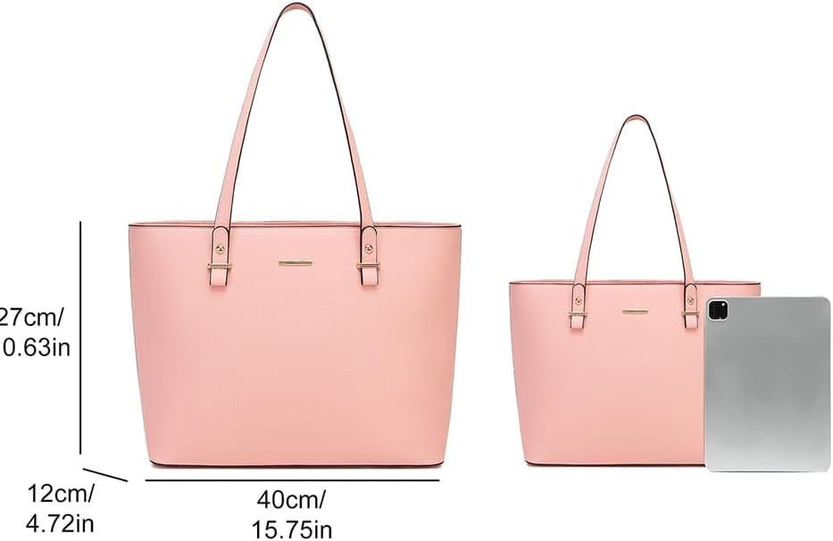 Detalle de Pahajim Large Tote Bag for Women – PU Leather, Zip Closure, Multiple Internal Pockets