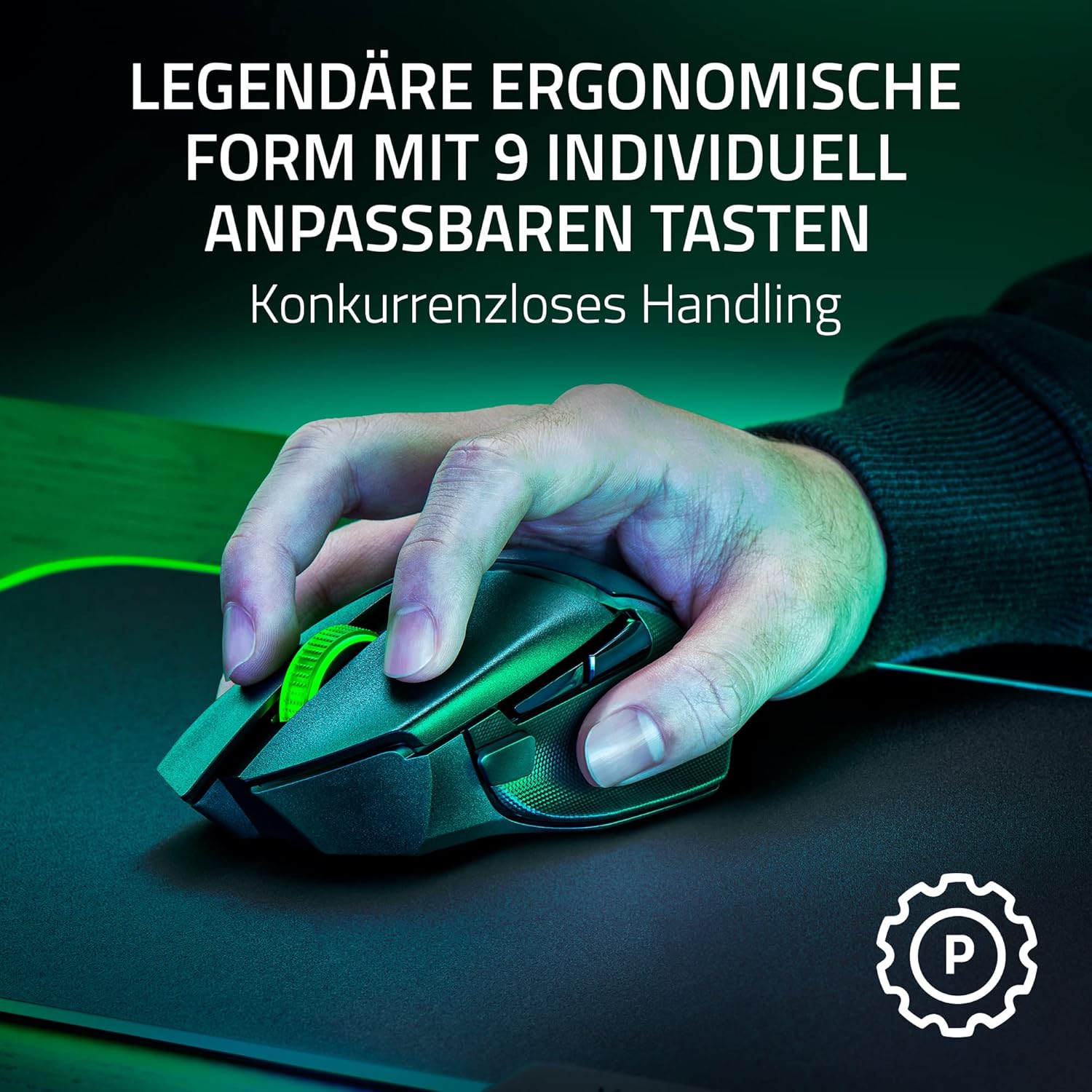 Thumbnail 1 de Razer Basilisk V3 X HyperSpeed – kabellose Gaming-Maus mit ergonomischer Form, 9 Tasten und 5G 18K Optical Sensor (Schwarz)