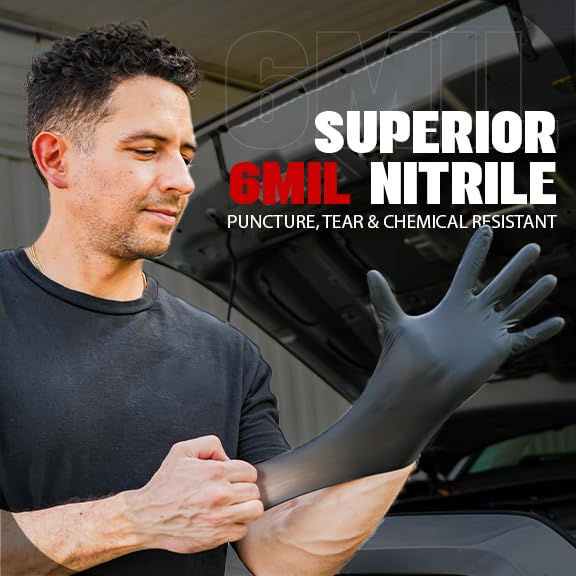 Detalle de London Labs Heavy Duty 6 Mil Nitrile Gloves, Pack of 100