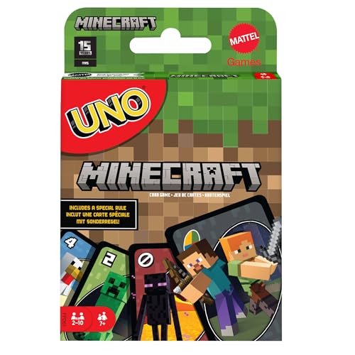 Detalle de Mattel Games UNO Versione Minecraft, Gioco di Carte per Famiglie e Bambini 7+ Anni (FPD61)