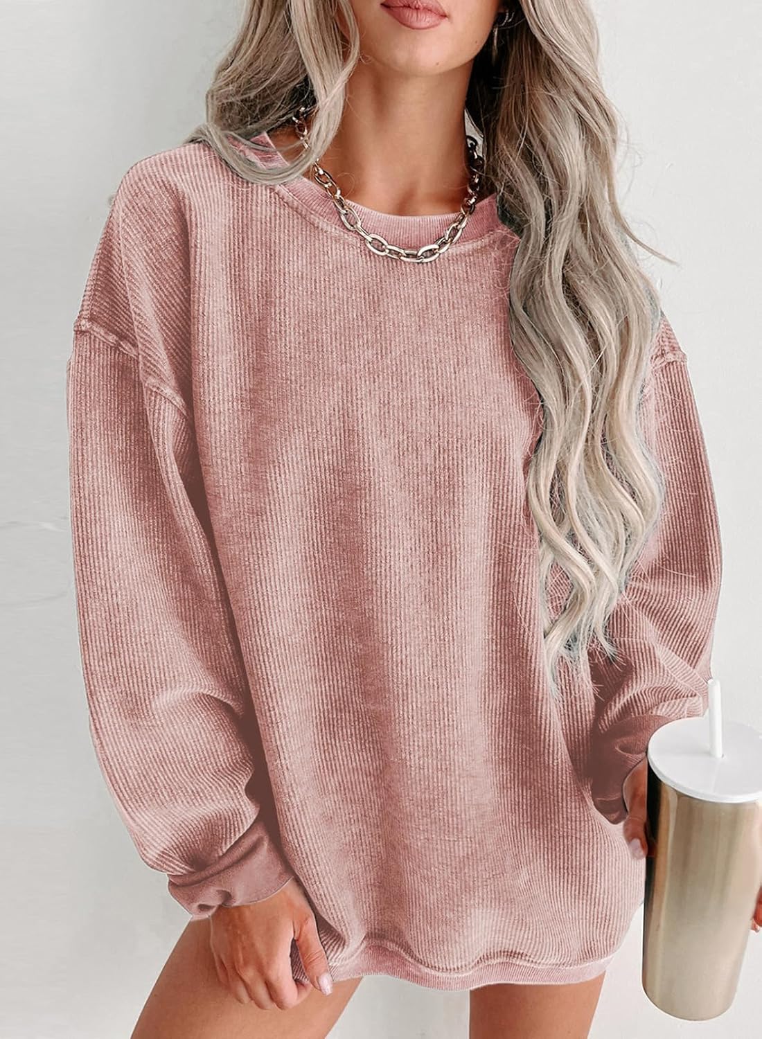 Detalle 2 de SHEWIN Women's Oversized Sweatshirt, Corduroy