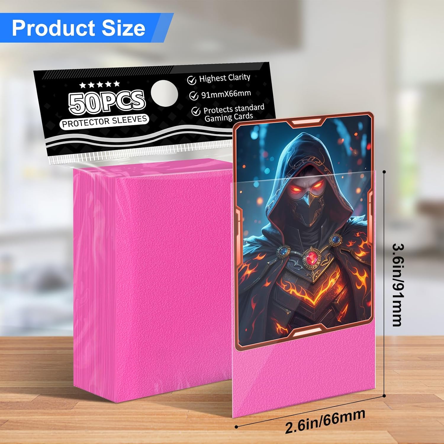 Detalle 2 de Trading Card Sleeves Perfect Fit TCG Matte Sleeves – 300 Pink (66×91mm) for Easy Shuffling