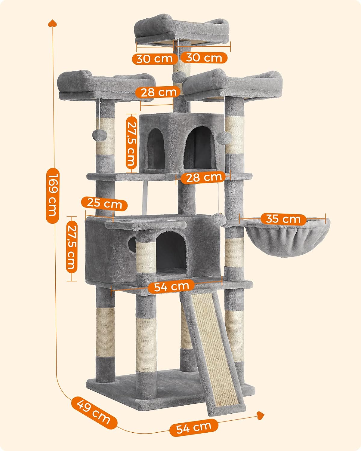 Thumbnail 6 de Feandrea Arbre à Chat XXL 168 cm Gris Clair