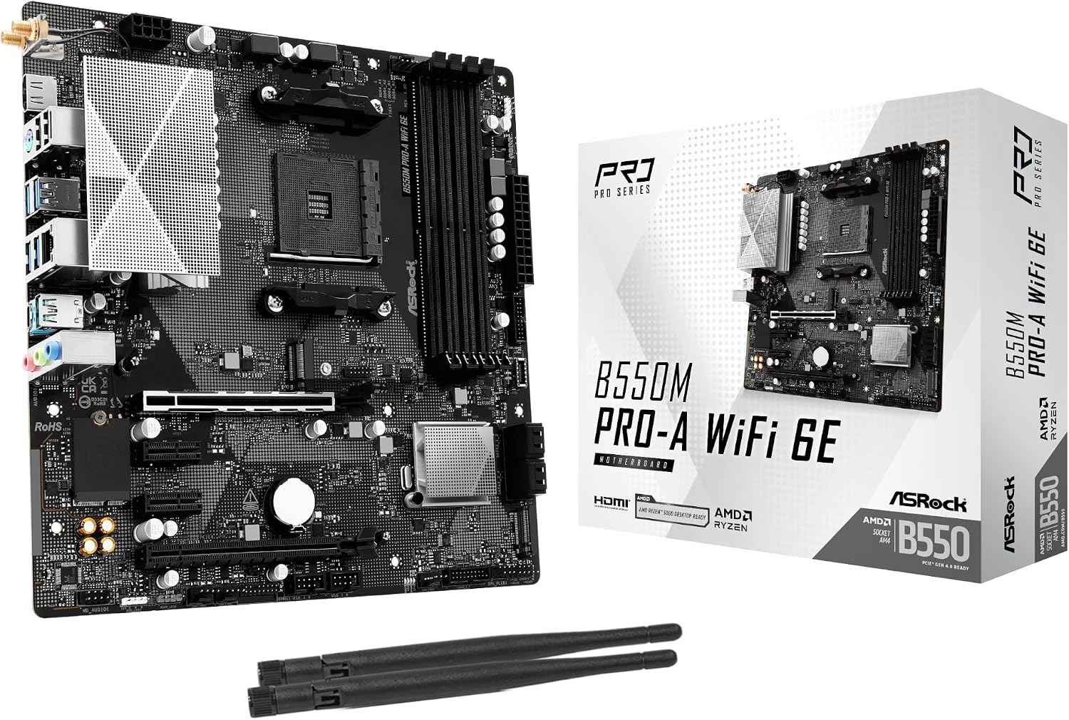 Detalle de ASRock B550M Pro-A WiFi 6E マザーボード AM4・DDR4・Micro-ATX対応