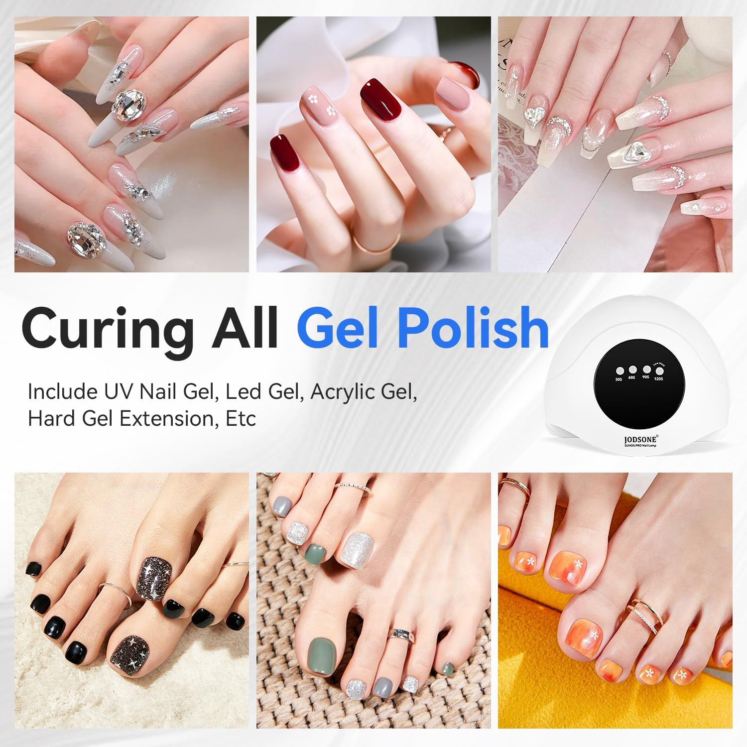 Thumbnail 6 de JODSONE Lampada UV per unghie portatile con sensore automatico e 4 timer (bianco)