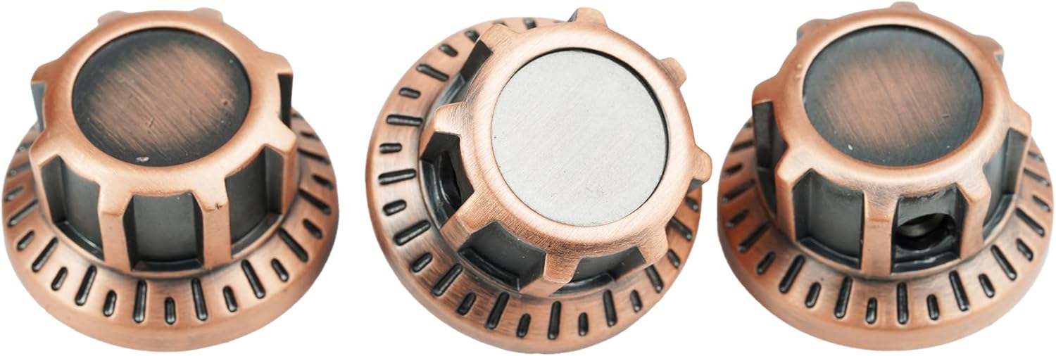 Detalle de Guyker NKB-007 Guitar Control Knobs, 3-Piece Brass Top Hat Set, Bronze