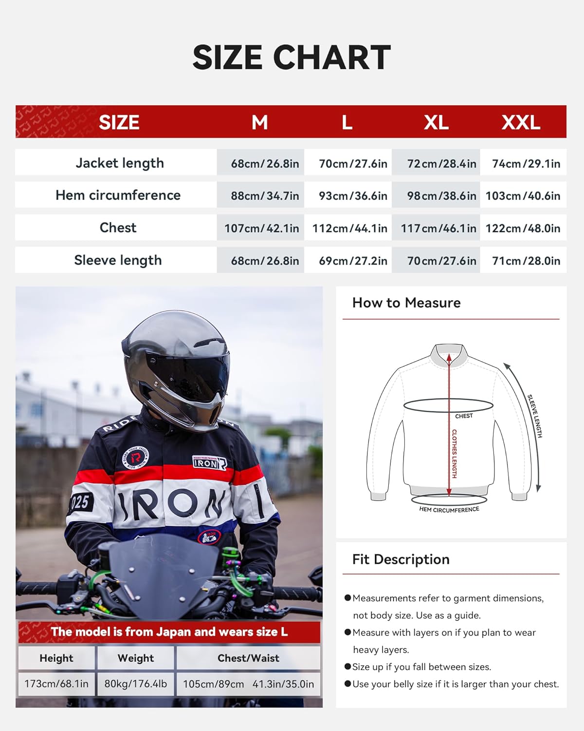 Thumbnail 6 de RIDEIRON Giacca Moto Uomo con Protezioni CE – 4 Stagioni, Fodera Termica Rimovibile, Design con Ricami