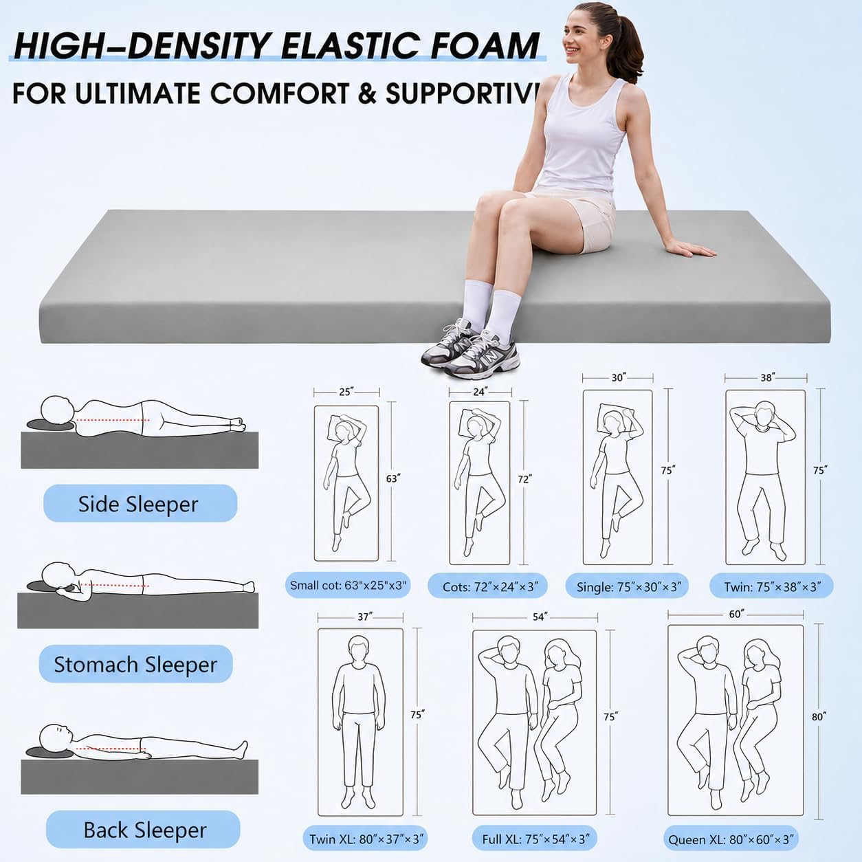 Detalle de CYMULA 3 Inch Memory Foam Camping Pad