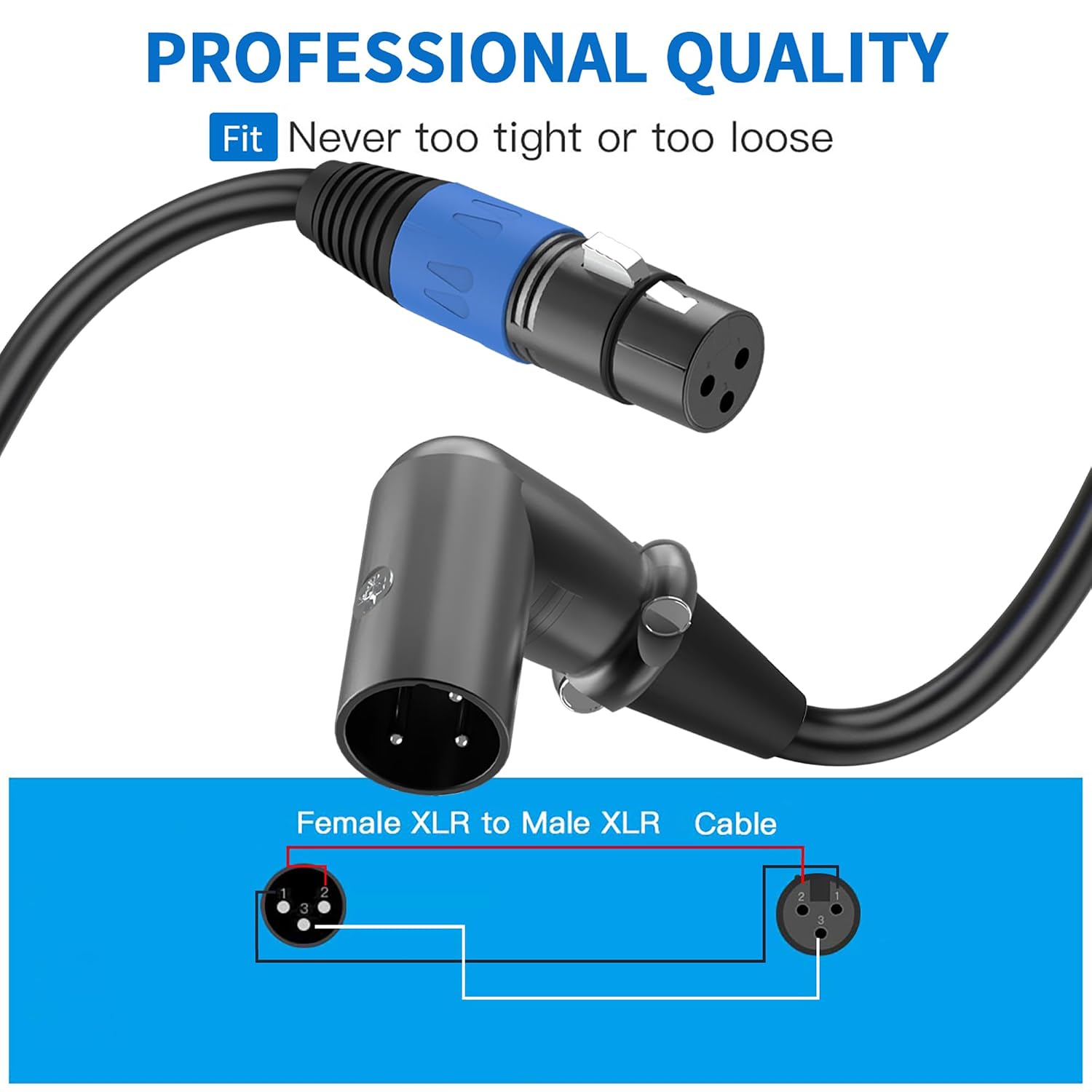 Detalle de LanSenSu RM Right-Angle XLR Cable, 10-Foot 3-Pin Balanced Cord, 2-Pack