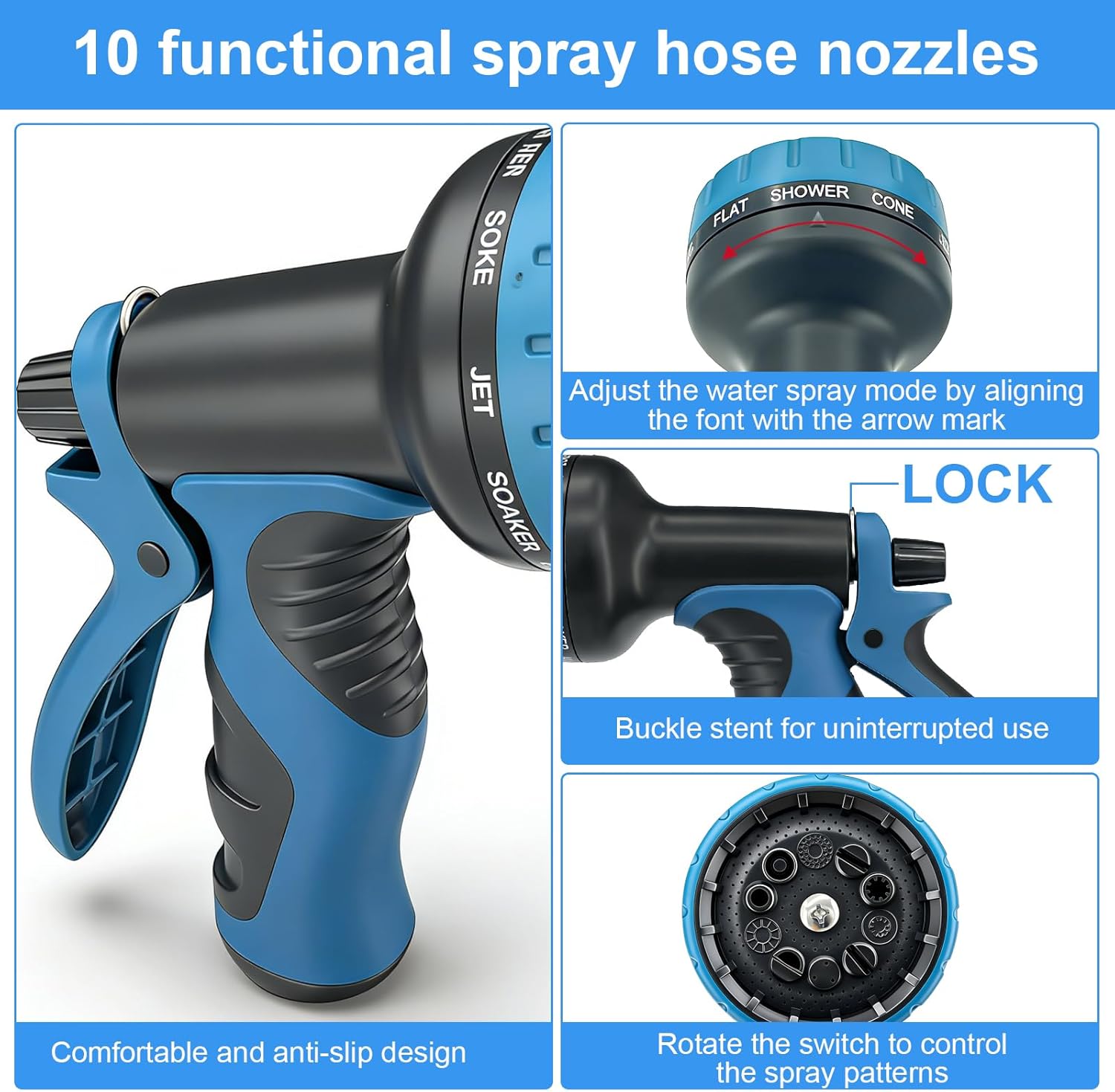 Thumbnail 1 de 100ft Flexible Expanding Magic Hose with 10-Function Nozzle (Expandable Garden Hose)