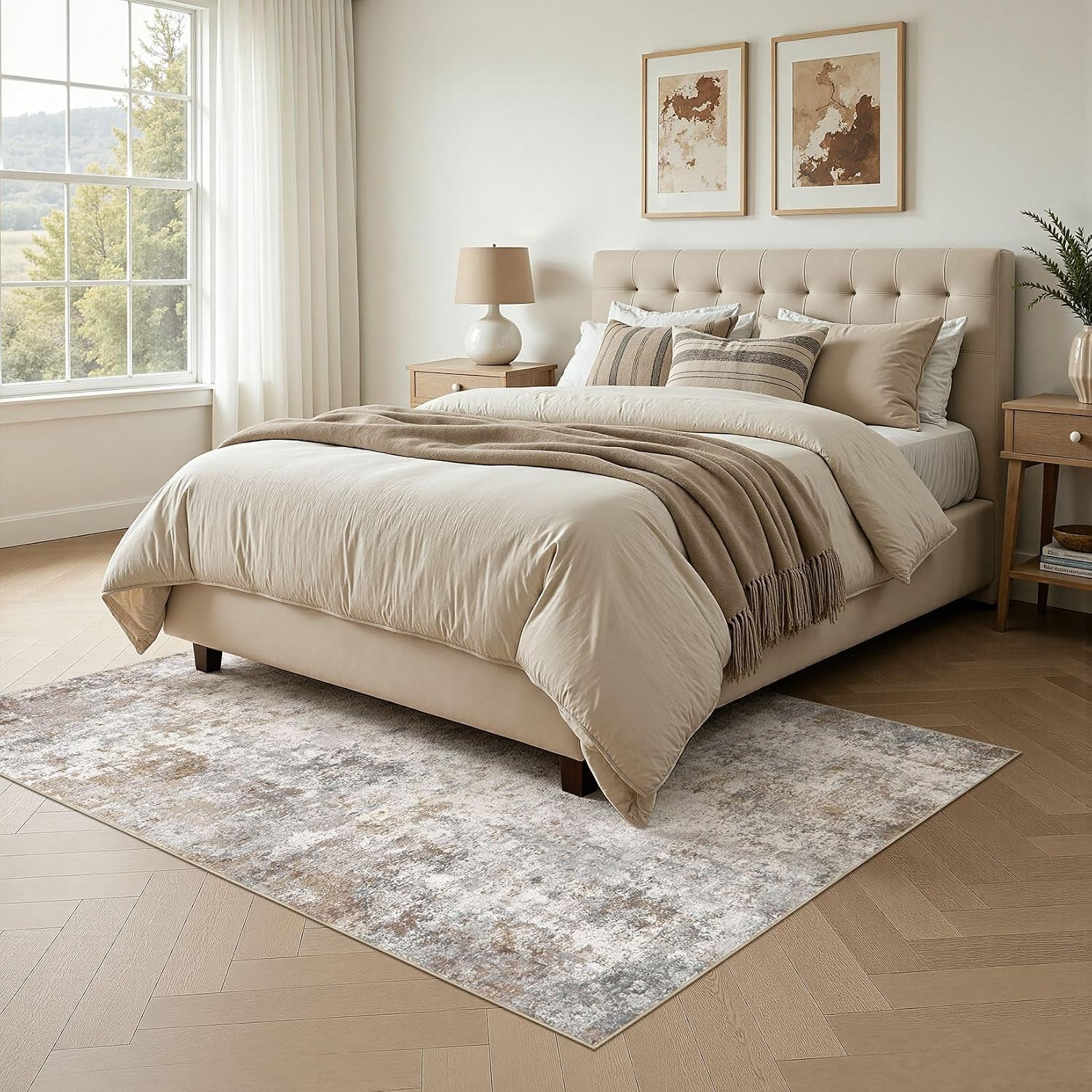 Thumbnail 2 de UERMEI 5' x 7' Washable Abstract Area Rug, Low Pile with Rubber Backing