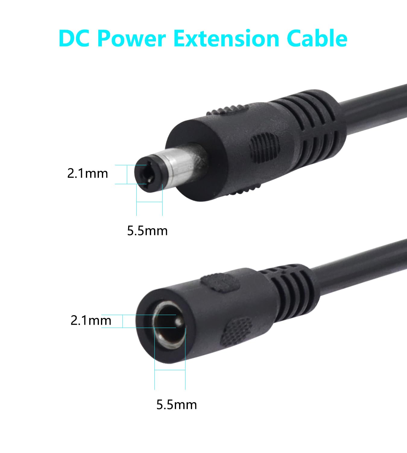 Thumbnail 1 de LANMINGLEL DC 5.5x2.1mm Power Adapter Cable 3.3ft 12V DC Extension Cord 2-Pack (Male to Female)