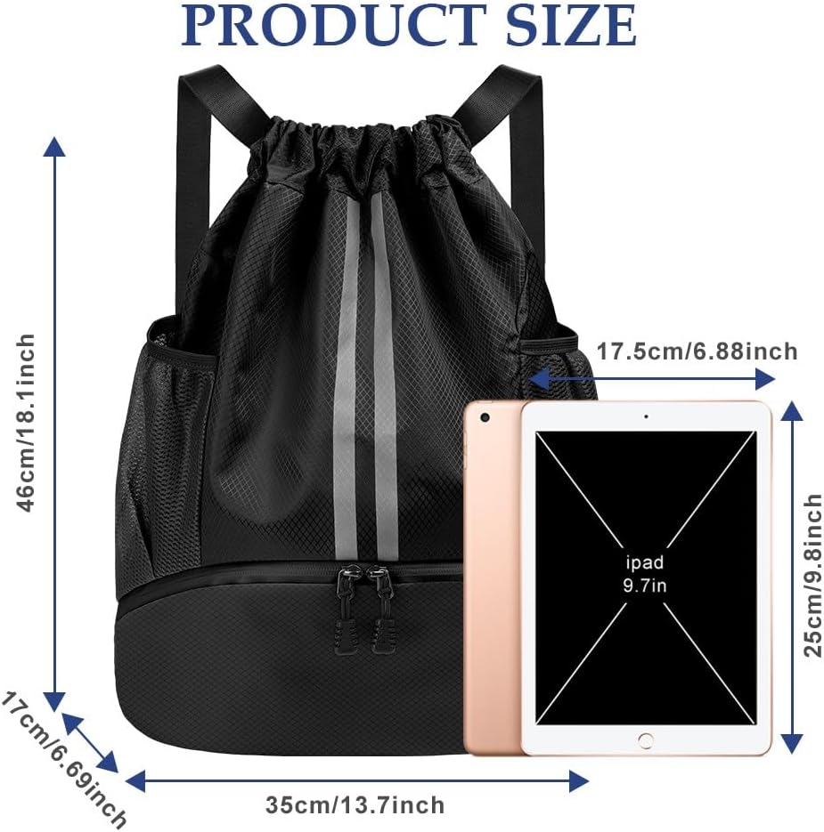 Detalle de Flintronic Sac à Cordon de Sport Étanche et Pliable avec Compartiment à Chaussures – 20 L