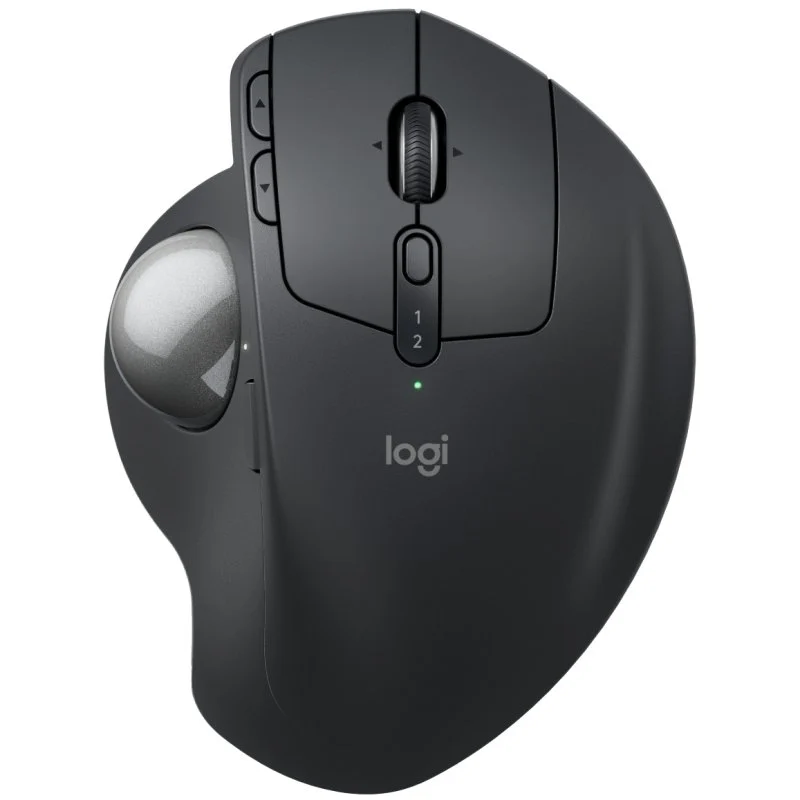 Detalle de Logitech MX Ergo S: trackball ergonómico inalámbrico con inclinación de 20° y 6 botones personalizables