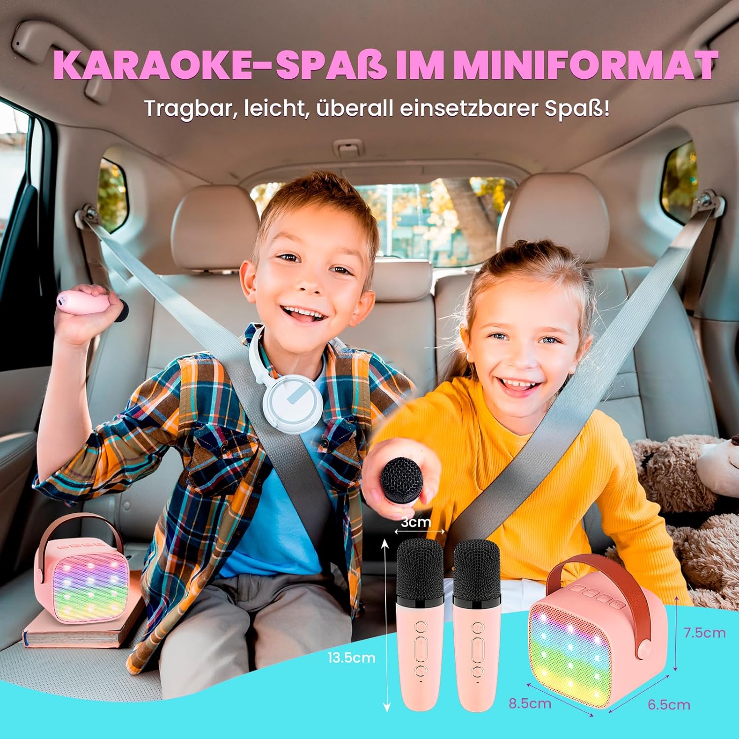 Thumbnail 3 de Premiumversion Mini Karaoke Maschine mit 2 Mikrofonen 🎤