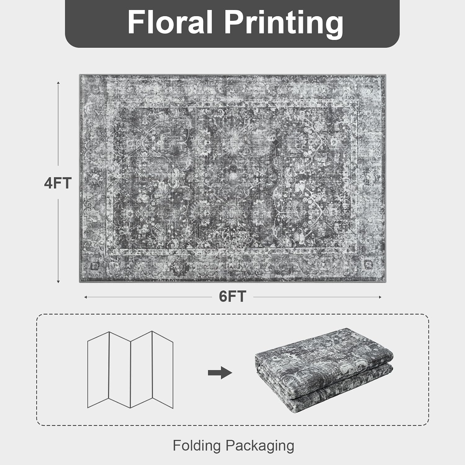 Thumbnail 1 de Vintage 8x10 Floral Area Rug, Machine Washable 🧾
