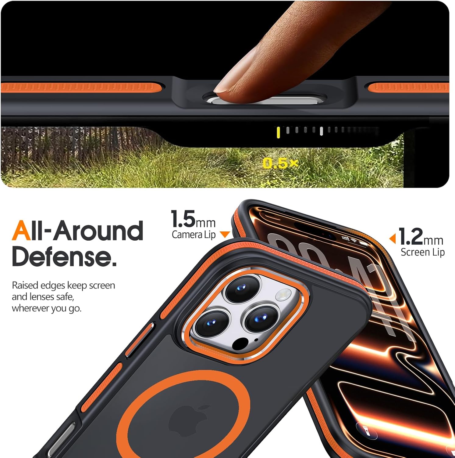 Thumbnail 4 de Misscase Case for iPhone 16 Pro Max with Stand — MagSafe Compatible, Military-Grade Protection in Orange